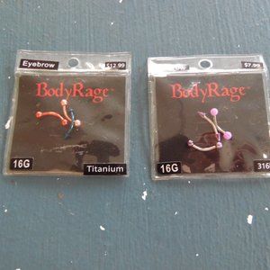 Pair of New in Package Eyebrow Jewelry, Titanium